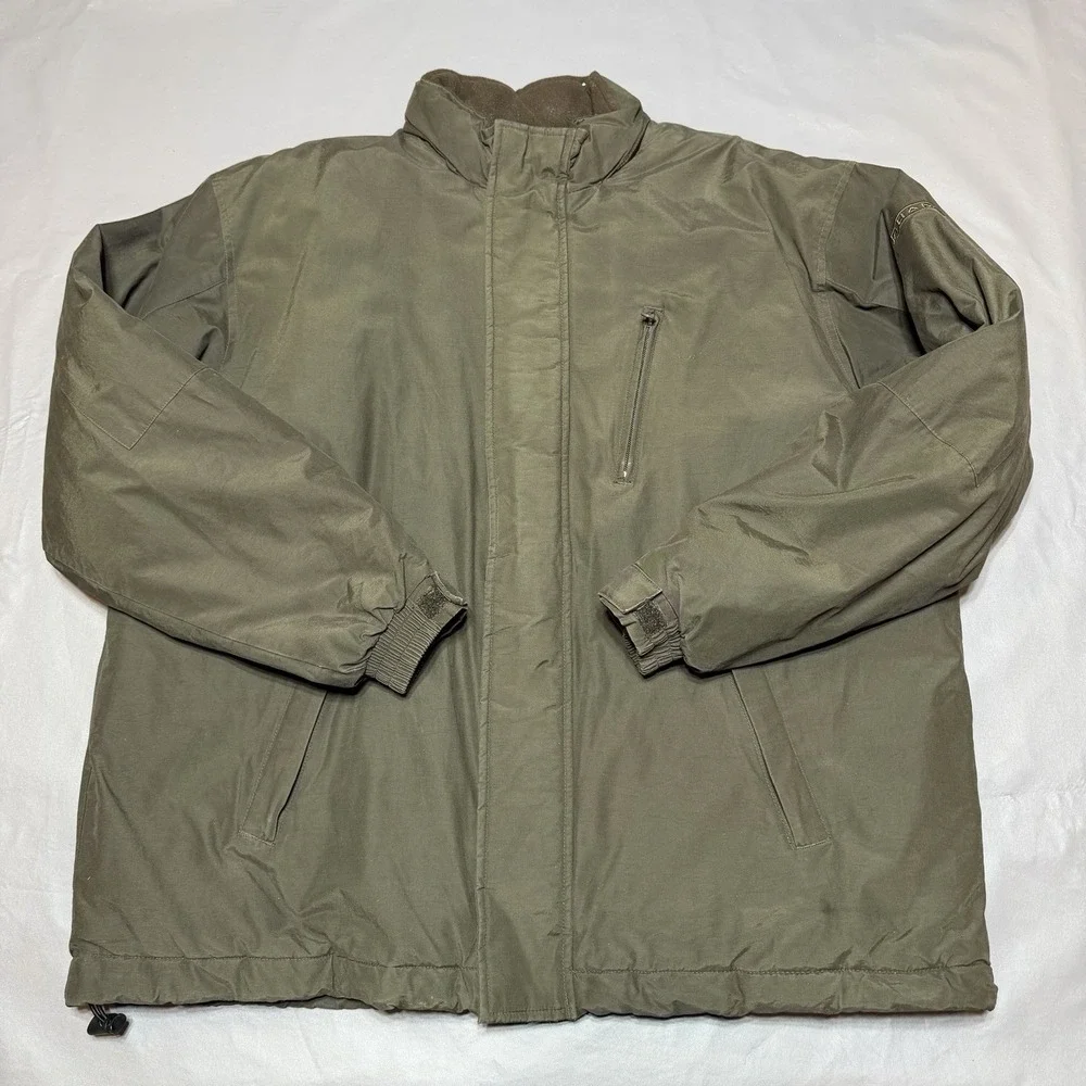 Chaps NA054 Mens XL Full Zip Fleece Lined Hidden Hood Winter Jacket Brown C15914